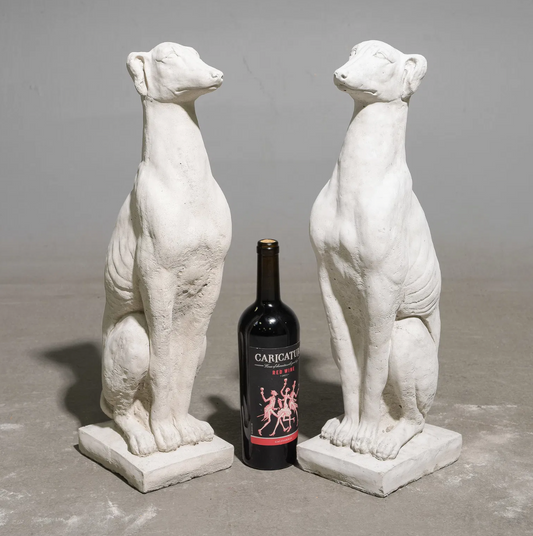 PAIR Cast Stone Whippets 21.5"h