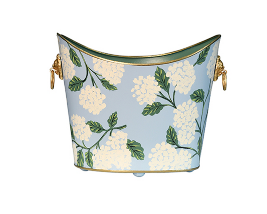 Oval Hydrangea Wastebasket 11.5"h