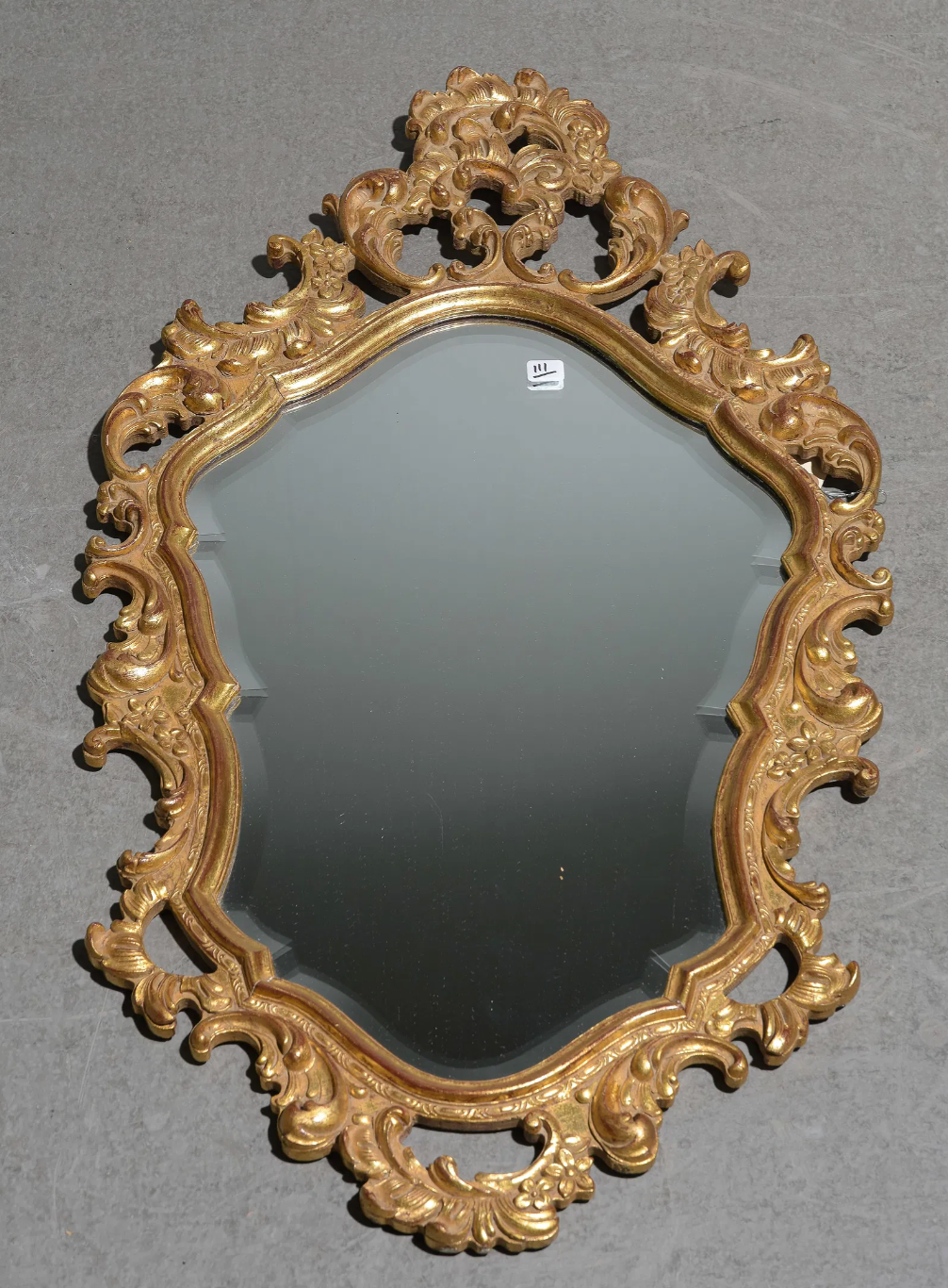 Small French Gold Beveled Mirror 18x32"h