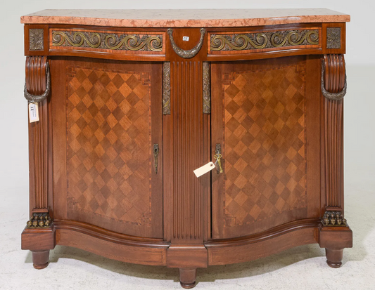 PAIR Louis XV Marble Top Servers 53x23x42"h