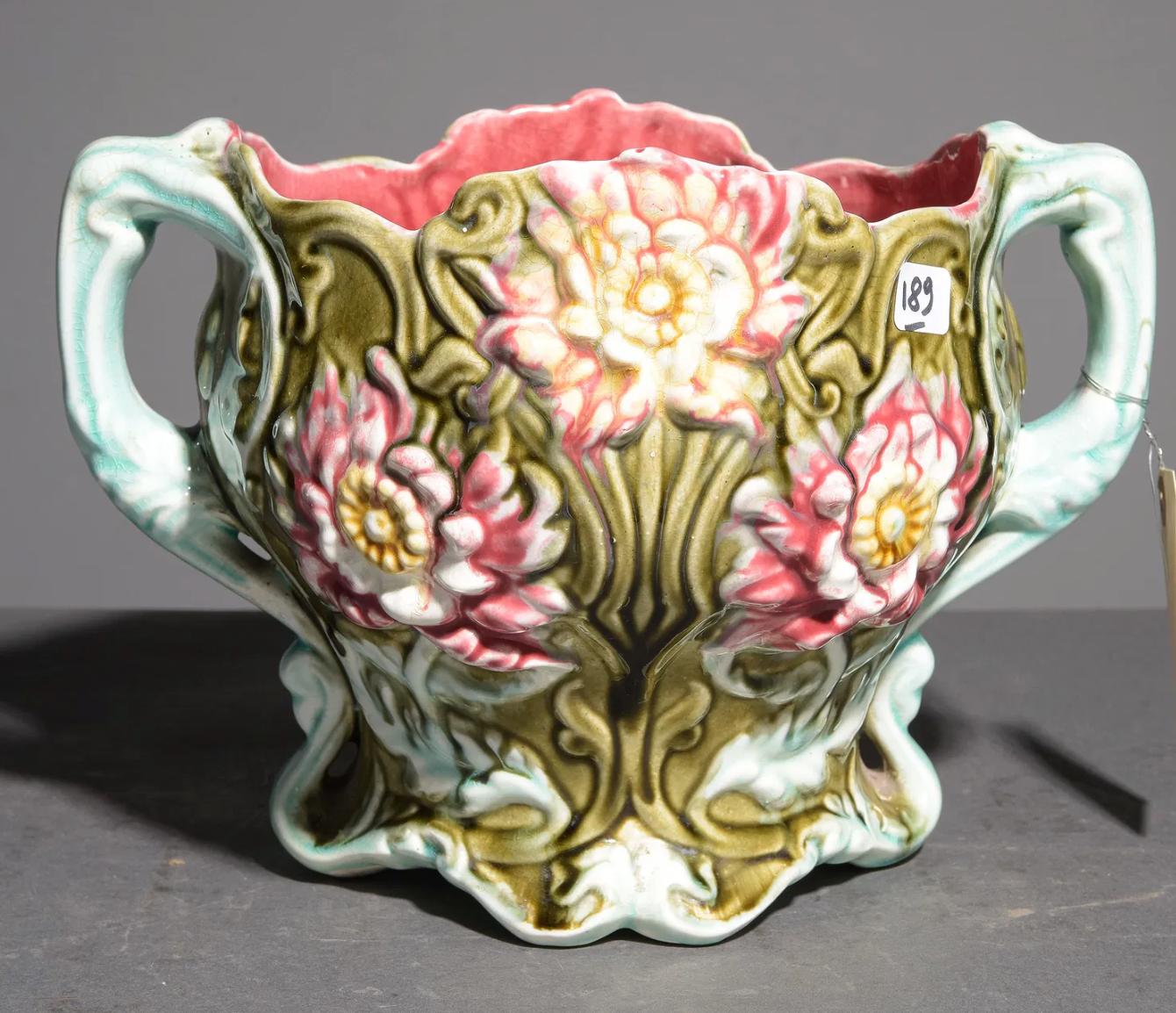 French Majolica Jardeniere 11x9x8"h