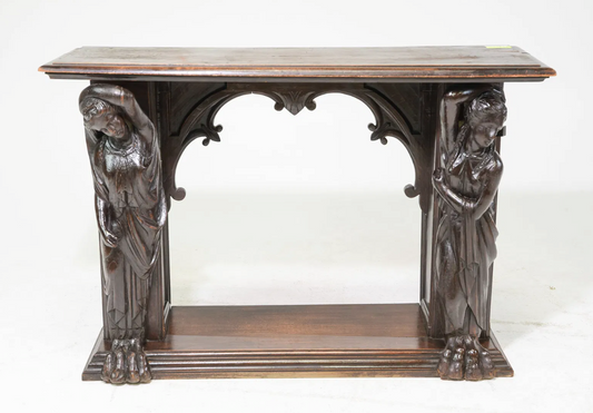 French Carved Oak Console 47x16x34.5"h