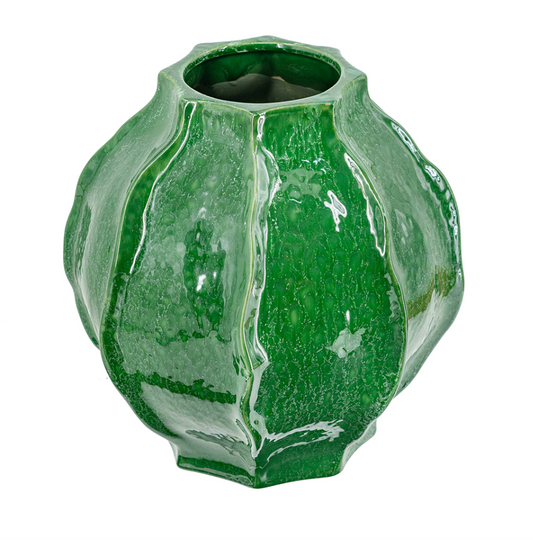 Wide Rigged Ceramic Vase 12"