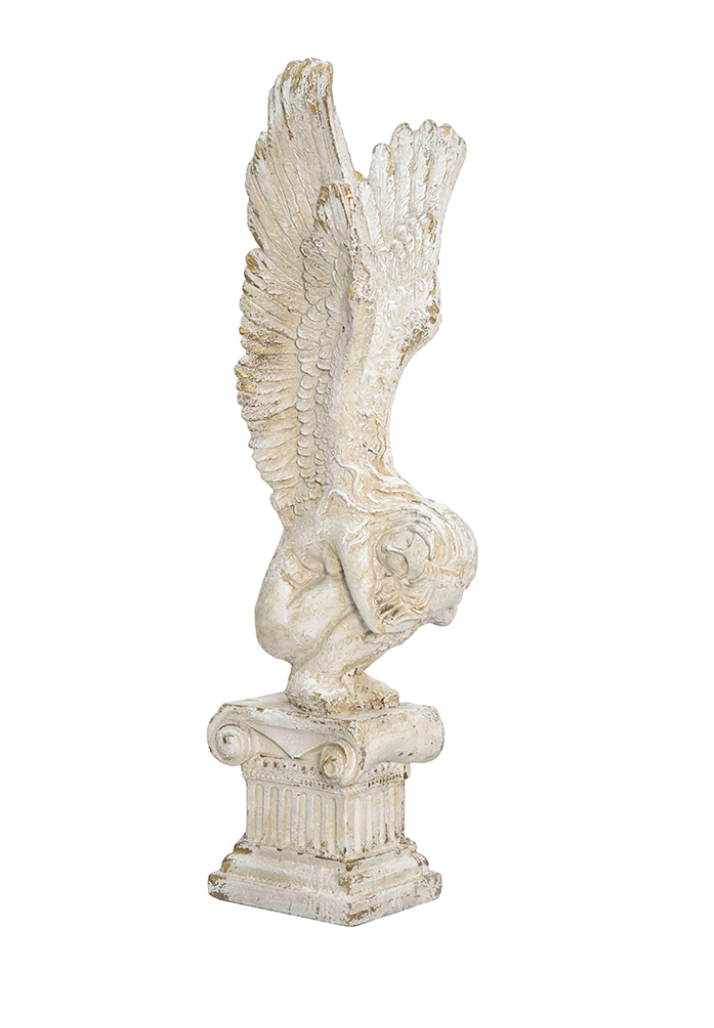 Distressed Angel Statue 12.6x11.8x37.6"h
