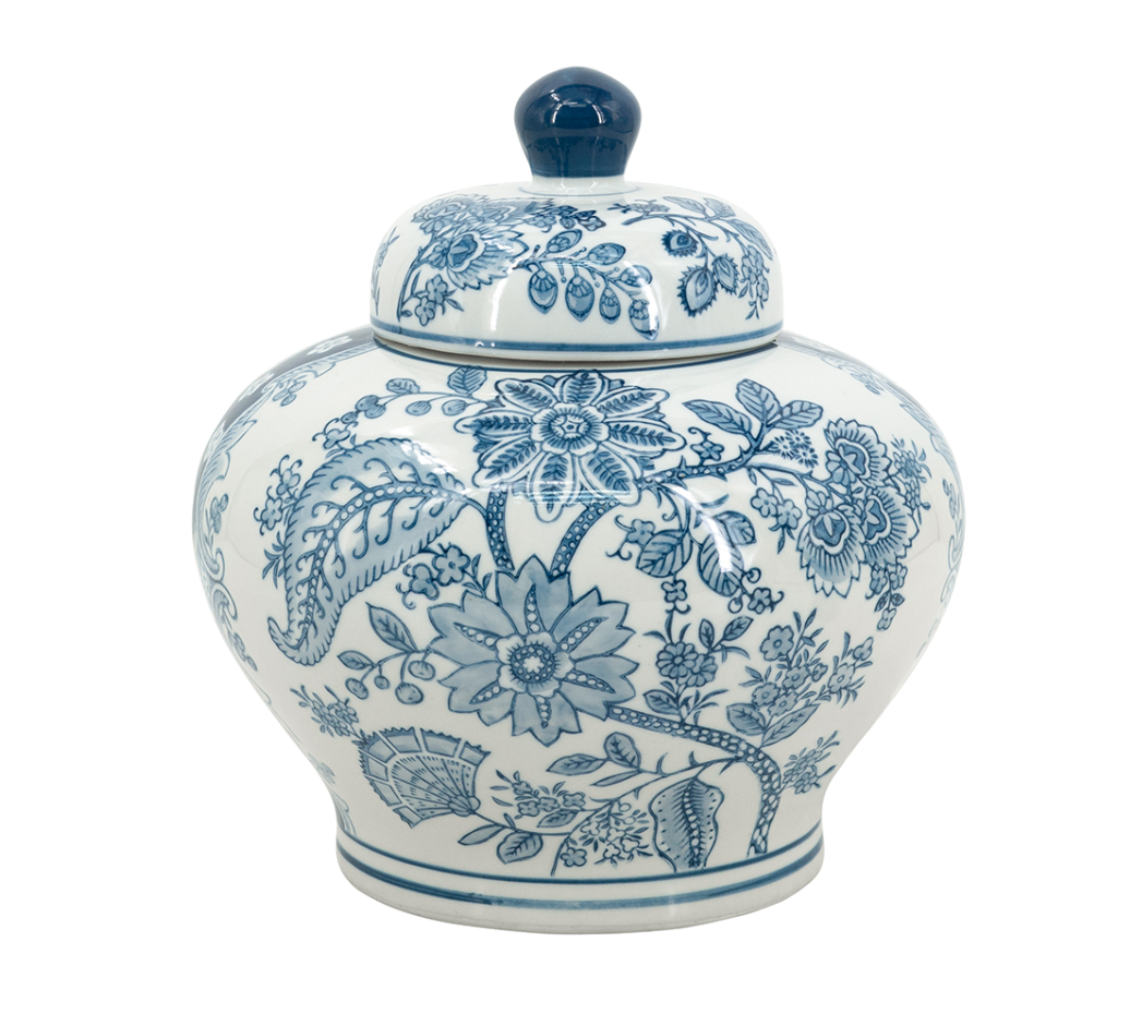 B&W Lidded Jar 9x9x9"h