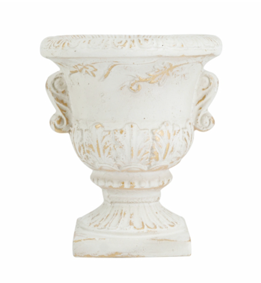 Decorative White Urn 9.5x9.5x10.5"h