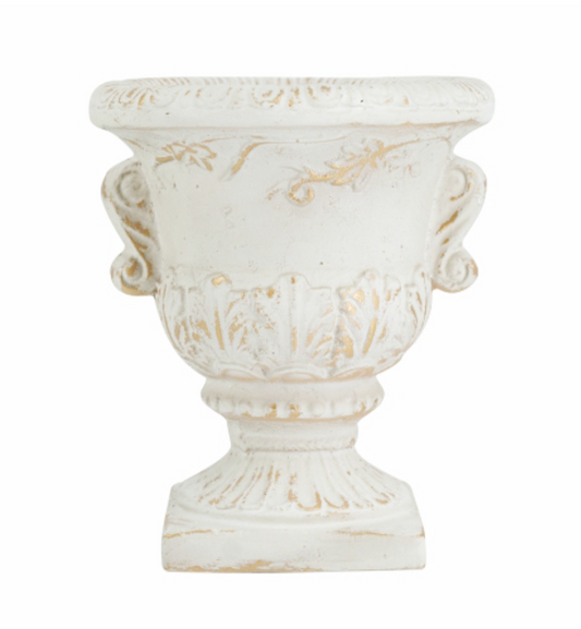 Decorative White Urn 9.5x9.5x10.5"h