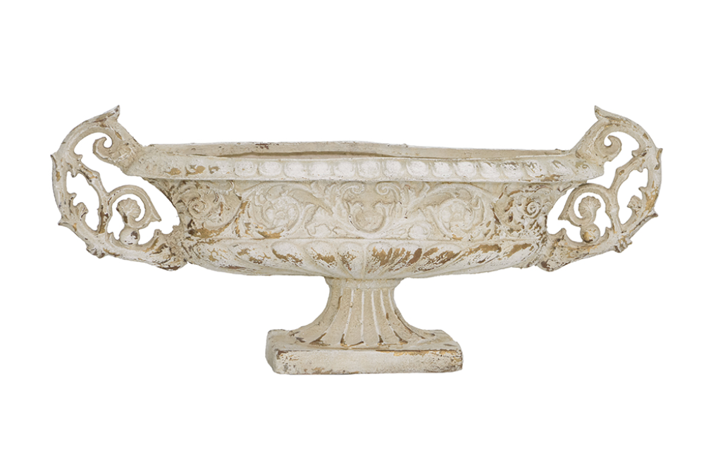 Distressed White Pedestal Vase 31.5x7x14"h