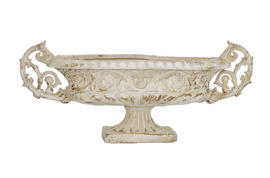 Distressed White Pedestal Vase 31.5x7x14"h