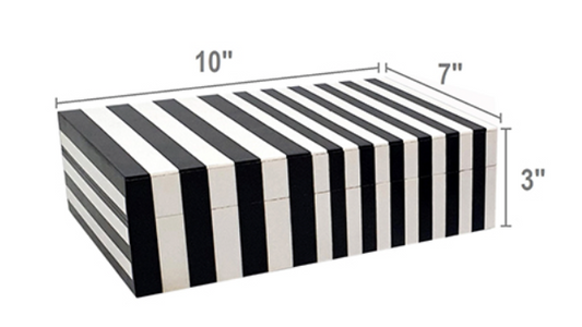 Black & White Lidded Box 10x7x3"h