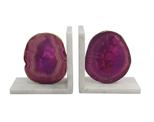 Pink Agate Bookends 5.5"h