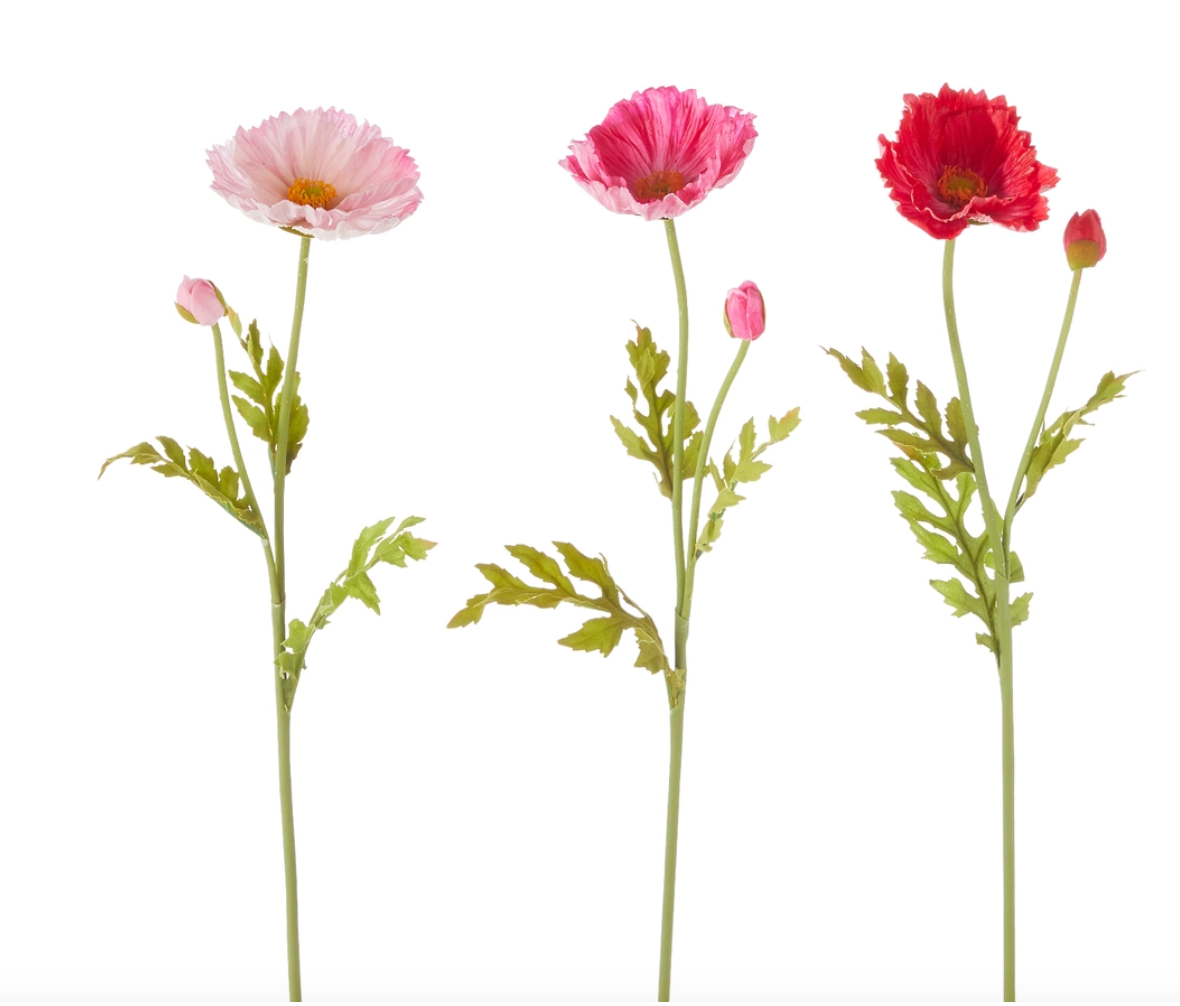 23" Real Touch Poppy Stem - Pink