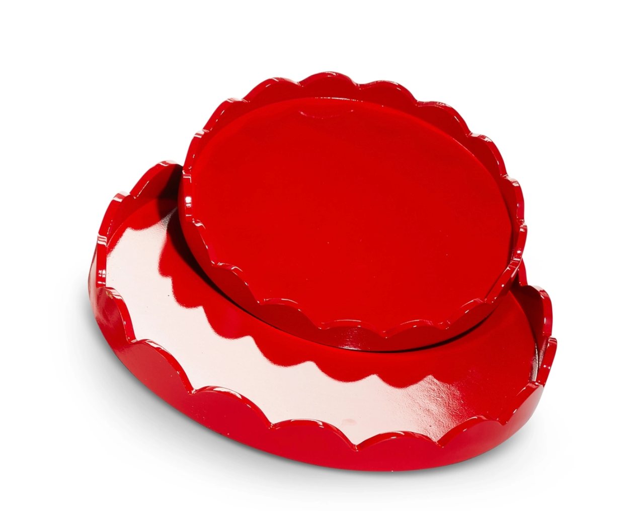 Round Red Scalloped Tray