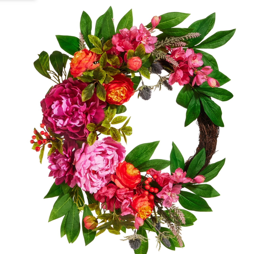 25" Mixed Pink Floral Wreath