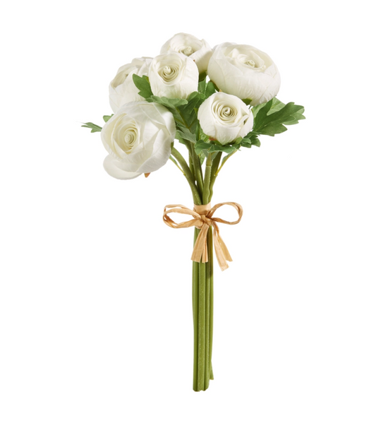 11" Real Touch White Ranunculus Bundle