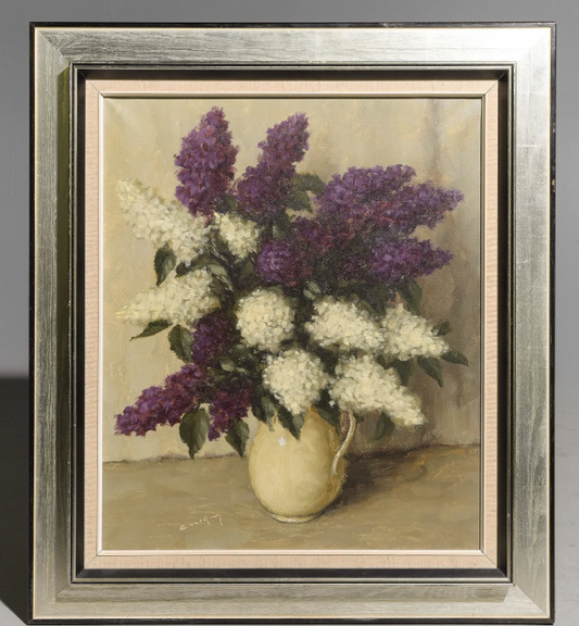 Danish Framed Oil - Floral Still Life 27.5x31.5"h