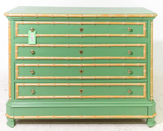 Faux Bamboo Green 4 Drawer Chest - 51x22x38.5" h