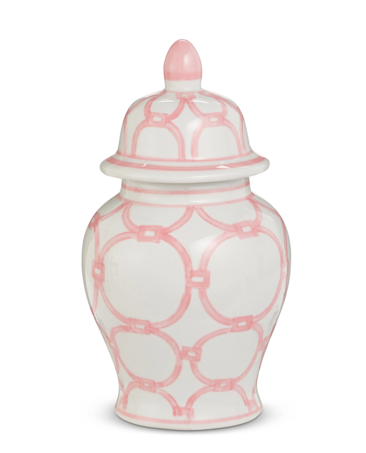 Pink and White Pattern Jar 10.75"h
