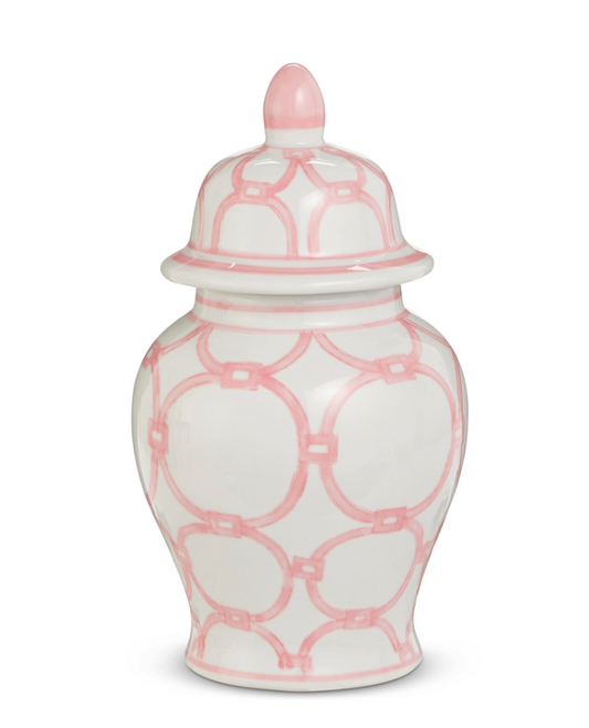 Pink and White Pattern Jar 10.75"h