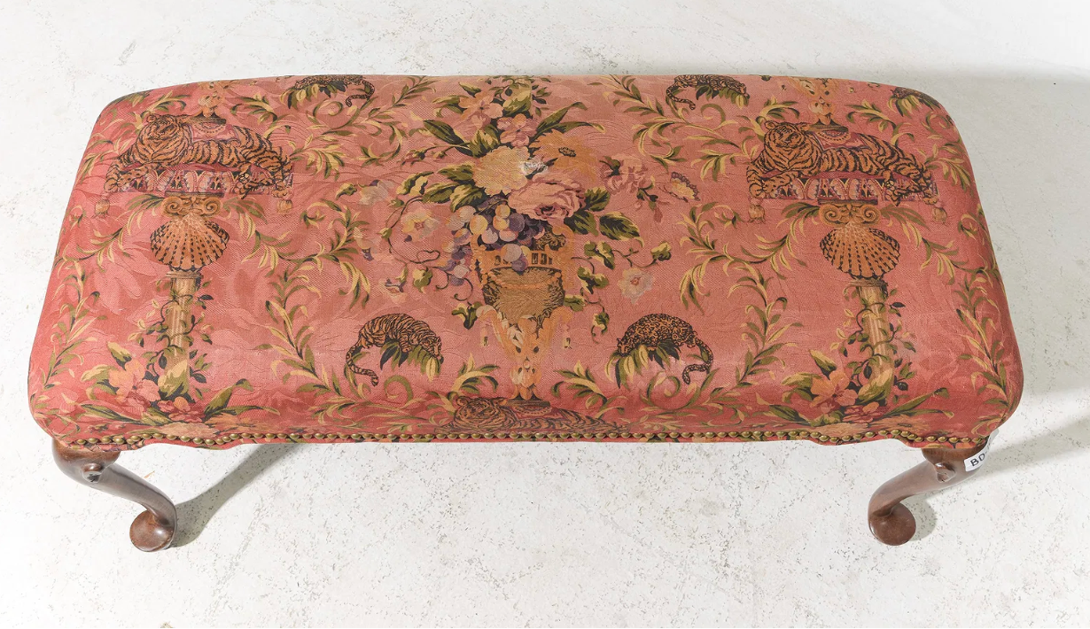 Upholstered Walnut Hall Bench 41x18x19.5"h