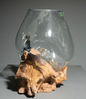 Blown Glass and Driftwood Terrarium 12.5x10x13.5"h