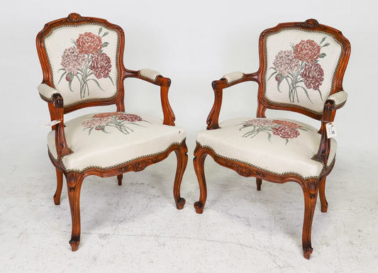 Louis XV Style Armchairs Set/2 38"h