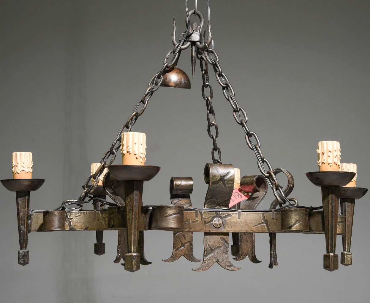 French Iron 6 Light Chandelier 33x23"h