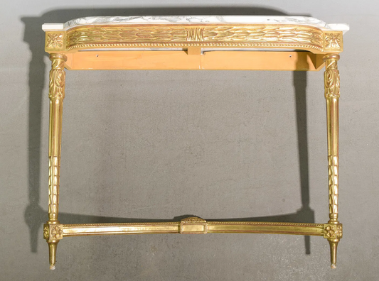 Louis XVI Gold Marble Top Console 40.5x12.5x32.5"h