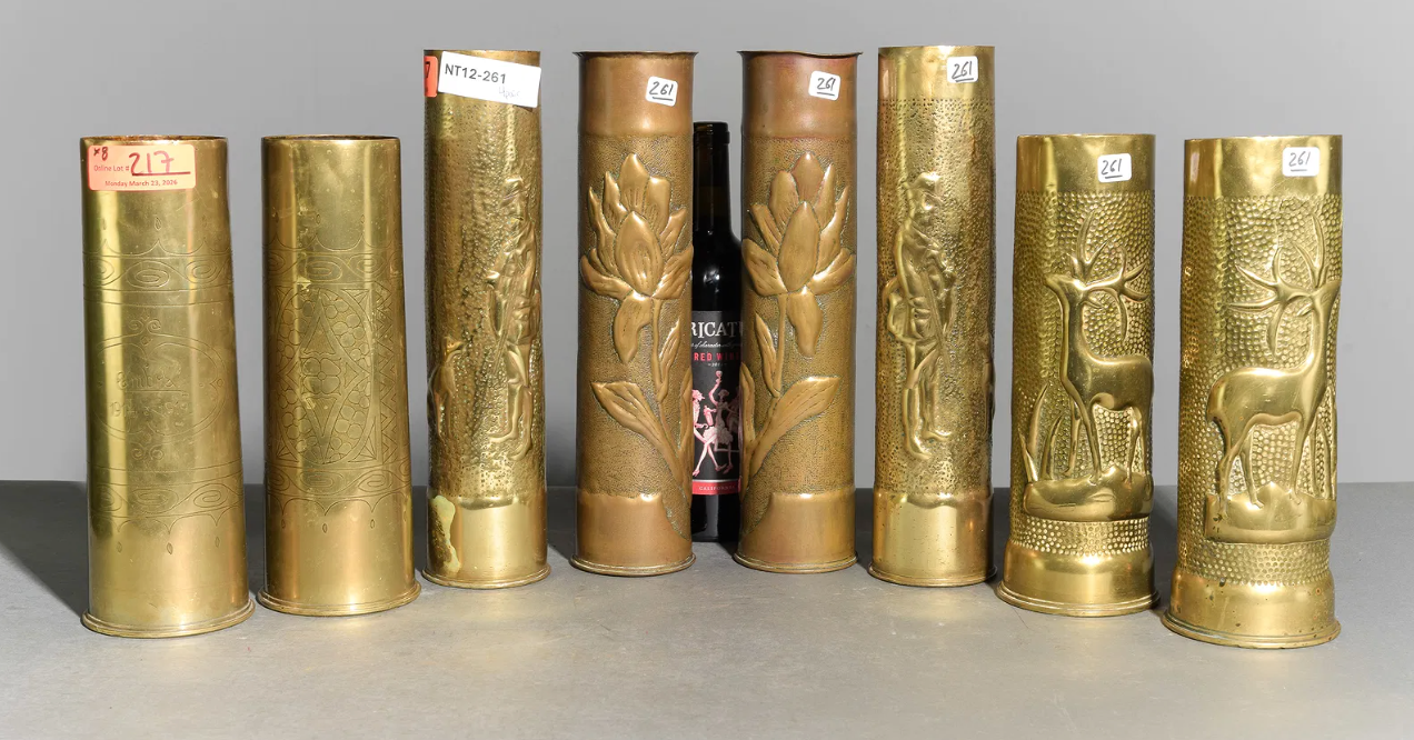 PAIR Trench Art Vases