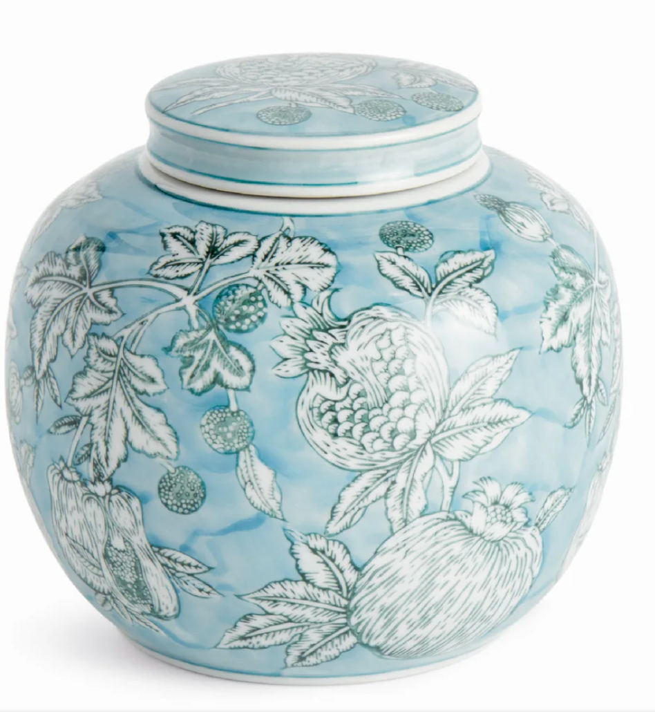 Pomegranate Sketch Lidded Jar 8x7.25"