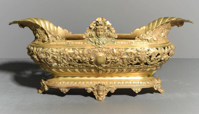 French Gilded Brass Jardiniere 18.5 x 7.5 x 8"h