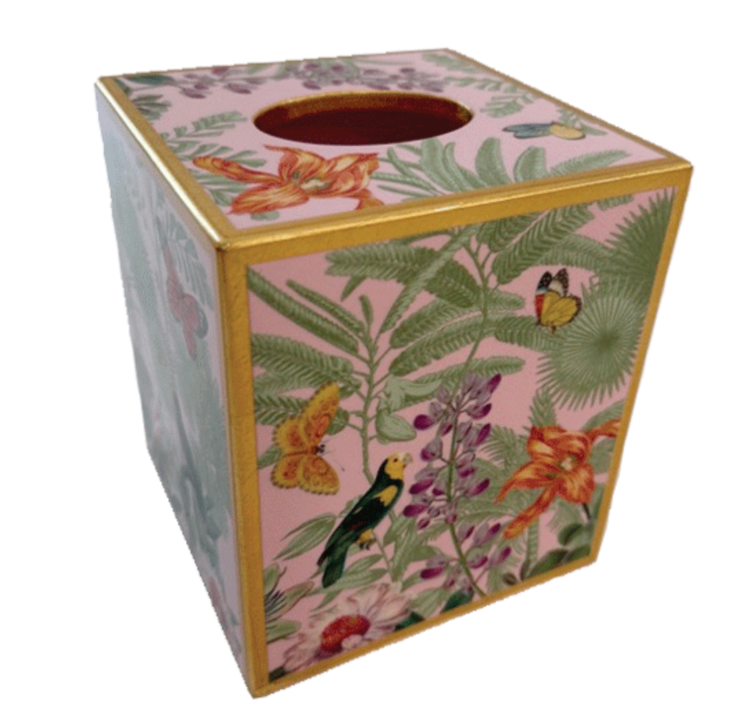 Paradise Garden Lacquer Tissue Box 5.75"h