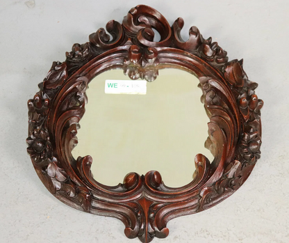 Black Forest Carved Oak Mirror14.5x18.5"h