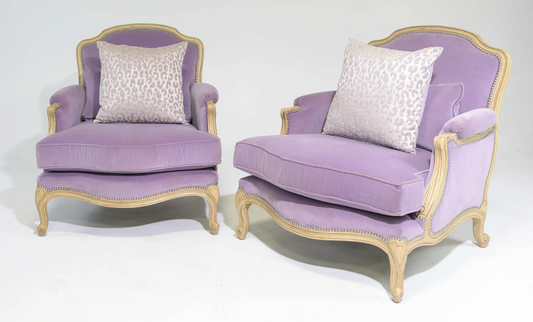 PAIR Vtg. French Style Arm Chairs 36x32x36.5"h