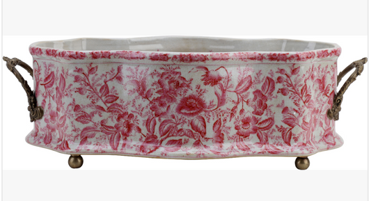 Pink Primrose Planter w/ Ormalu 22x11x7"h