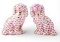 PAIR Staffordshire Dogs Fishnet Pink 9"h