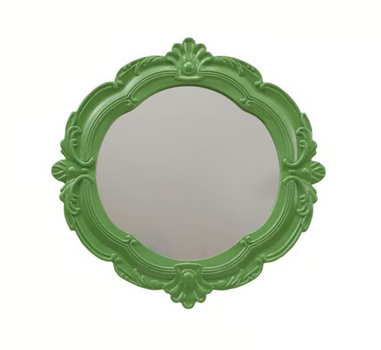 Green Framed Wall Mirror 16x16"h