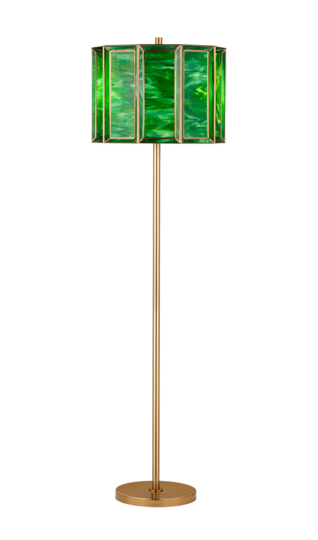Green Glass Floor Lamp 18"d X 63"h