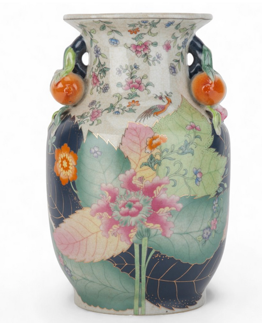 Tobacco Leaf Porcelain Vase 12.5"h