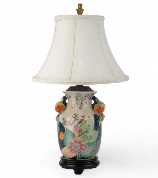 Tobacco Leaf Lamp Wood Base 21"h