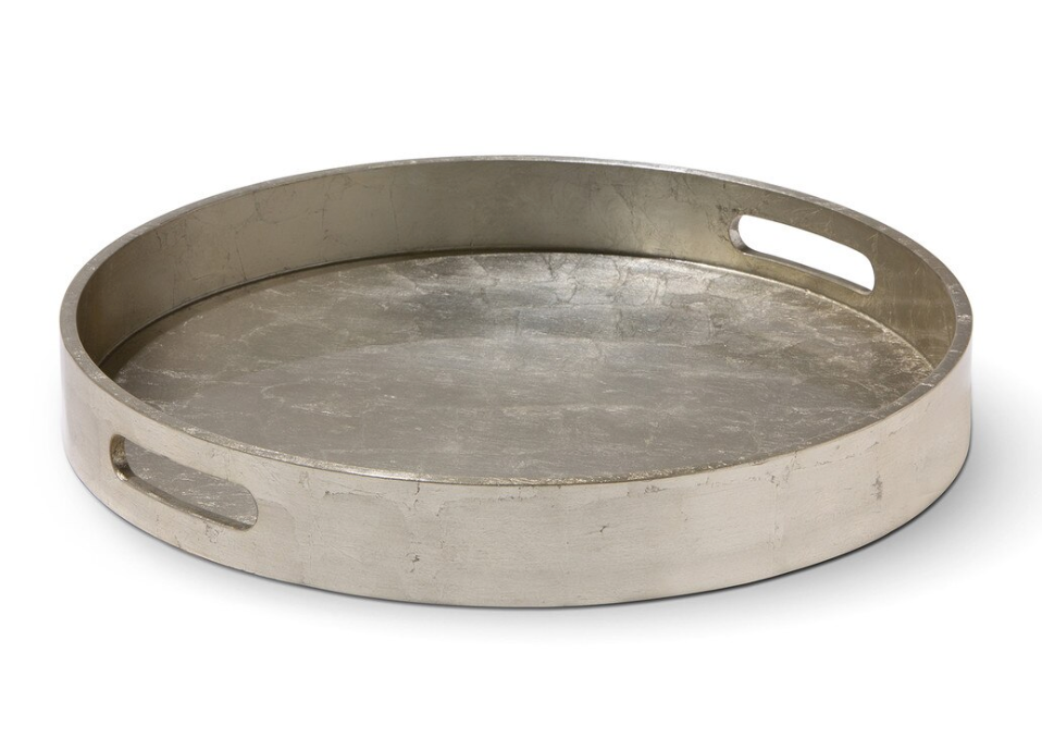 Great House Round Tray Silver Foil 17.71"d