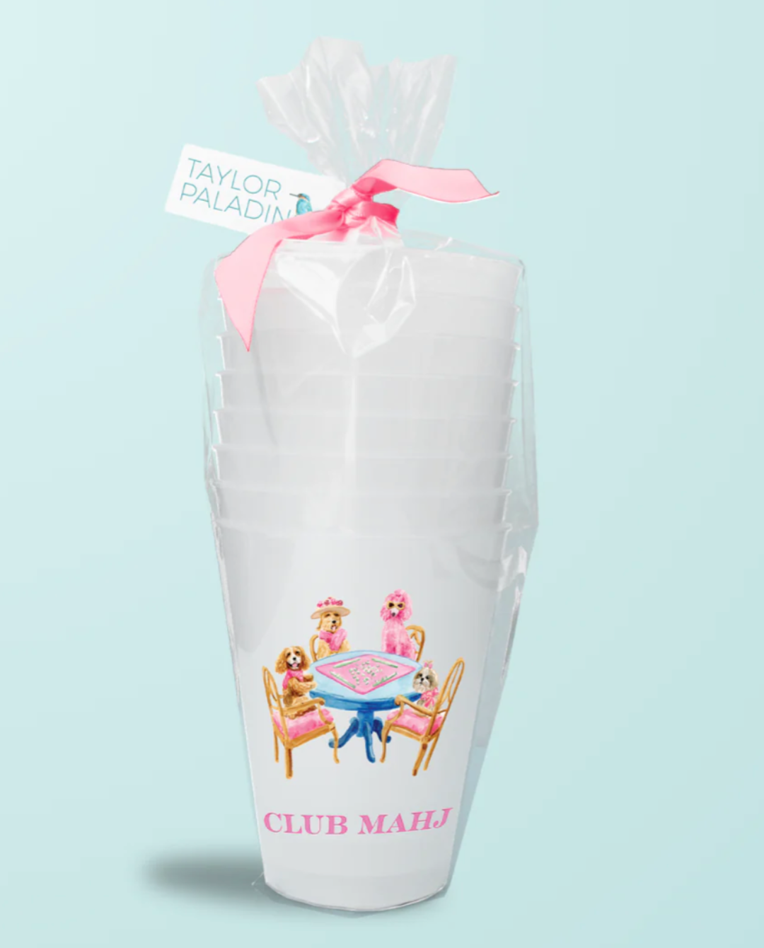 Mahjong Dogs Frosted Cup Set of 8