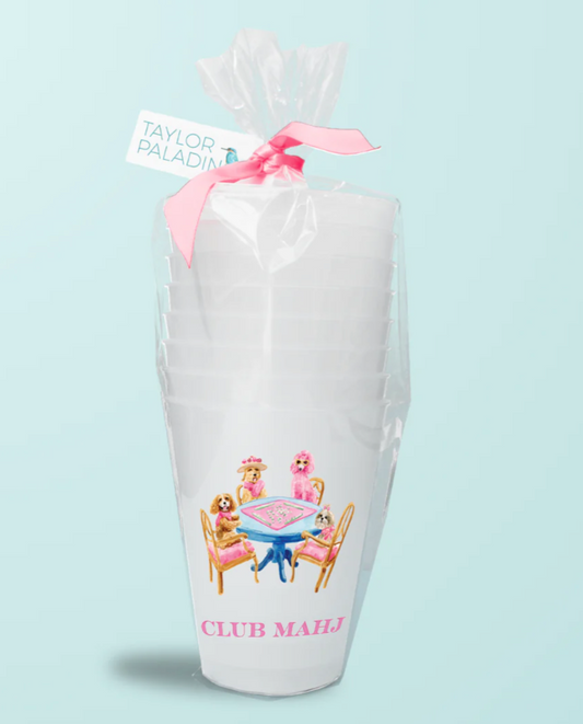 Mahjong Dogs Frosted Cup Set of 8