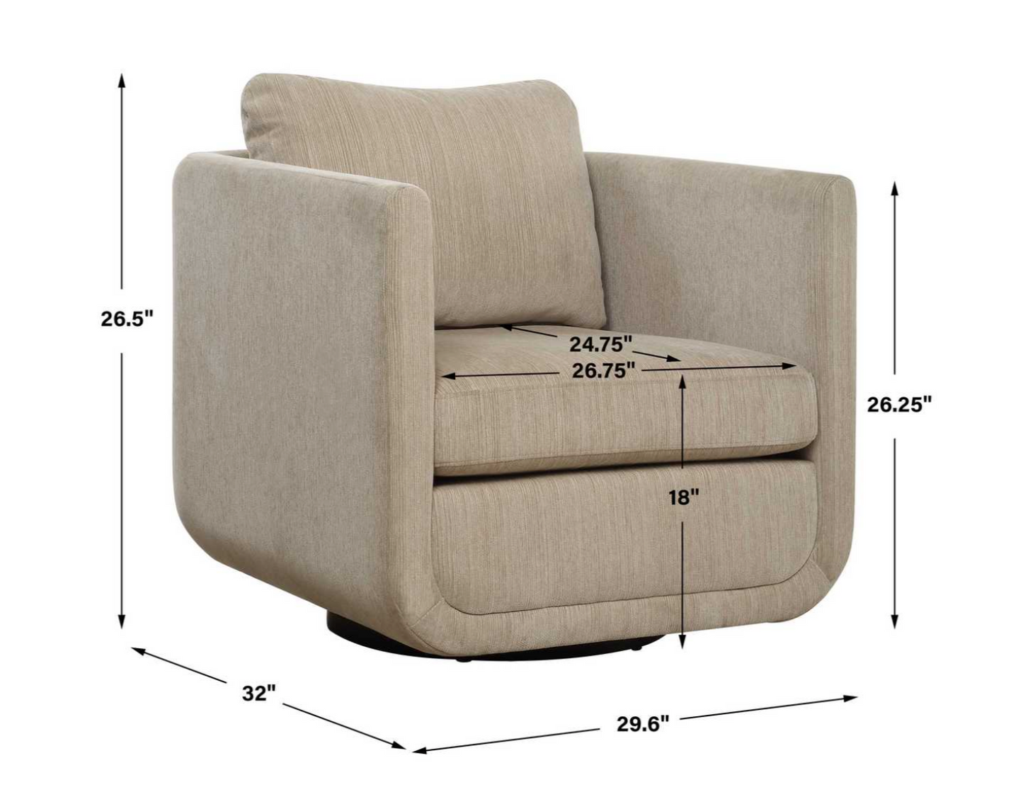 Abound Swivel Chair Porcelain 30wX32dX27h