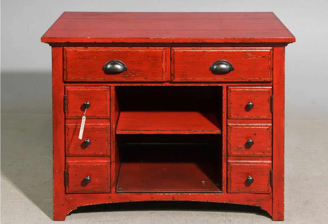 Red Painted Country Cabinet 36.5x18x29"h