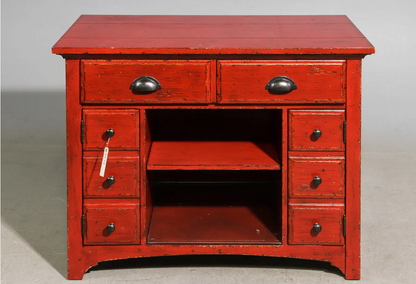 Red Painted Country Cabinet 36.5x18x29"h