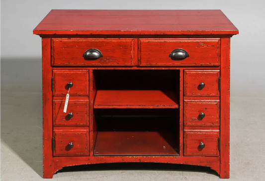 Red Painted Country Cabinet 36.5x18x29"h