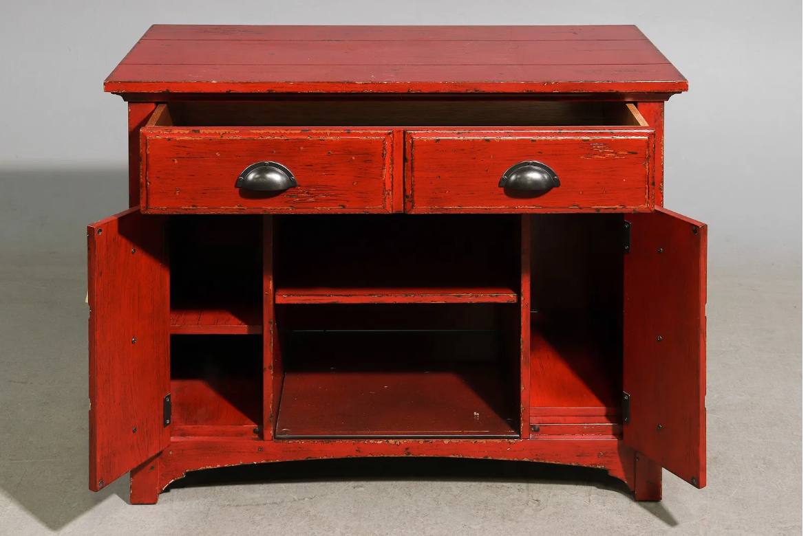 Red Painted Country Cabinet 36.5x18x29"h