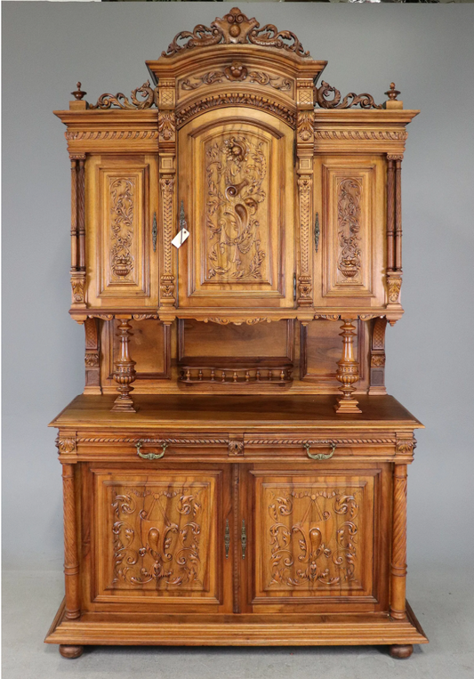 French Carved Walnut Buffet 59x22x104