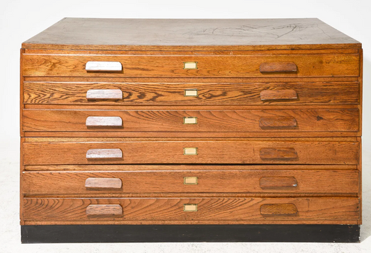 English Ant. Oak Map/Drafting Chest 56.5x35.5x36"h